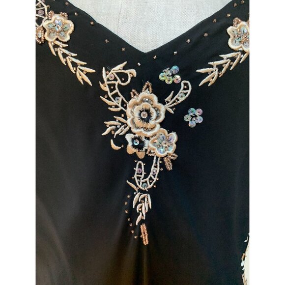 Vintage Y2K NWT Fairycore Slip Dress Black Floral Embroidered Beaded 16W - Picture 7 of 11